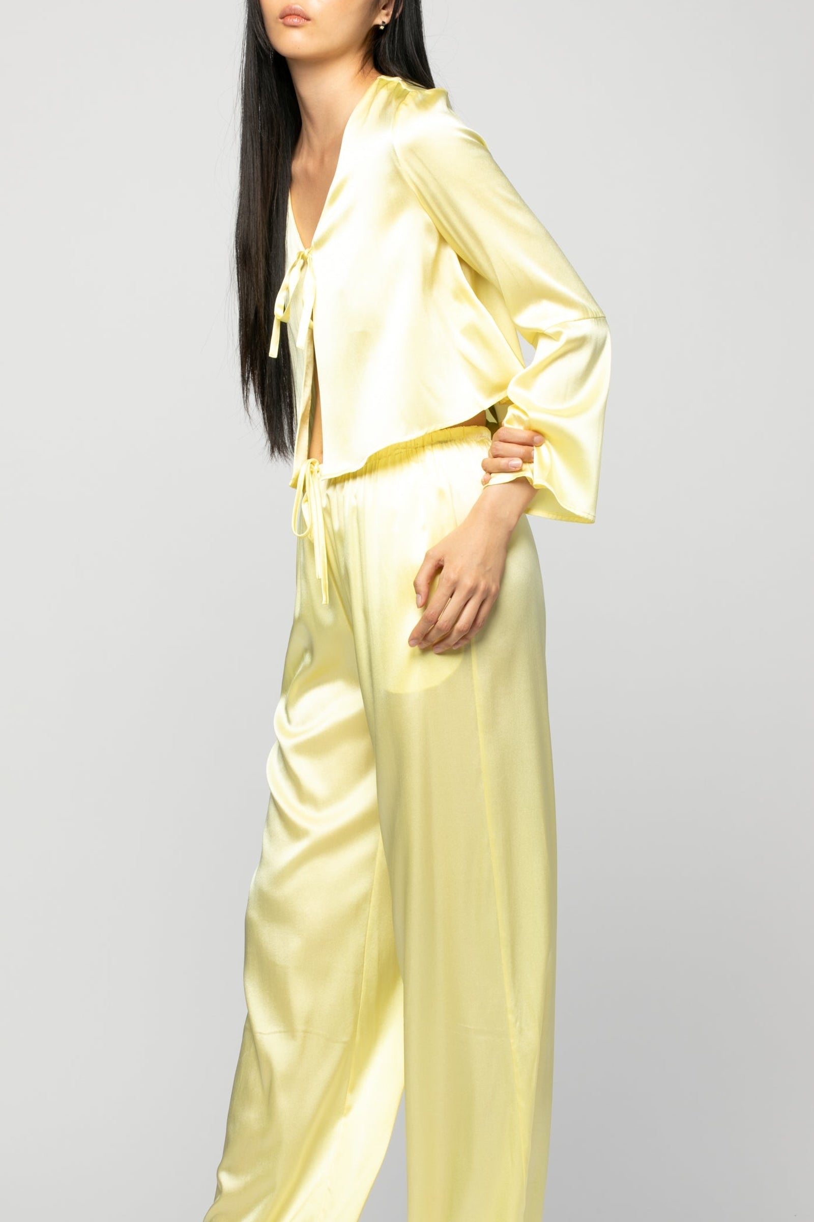 Tizia top with silk tie detail - Lemonade