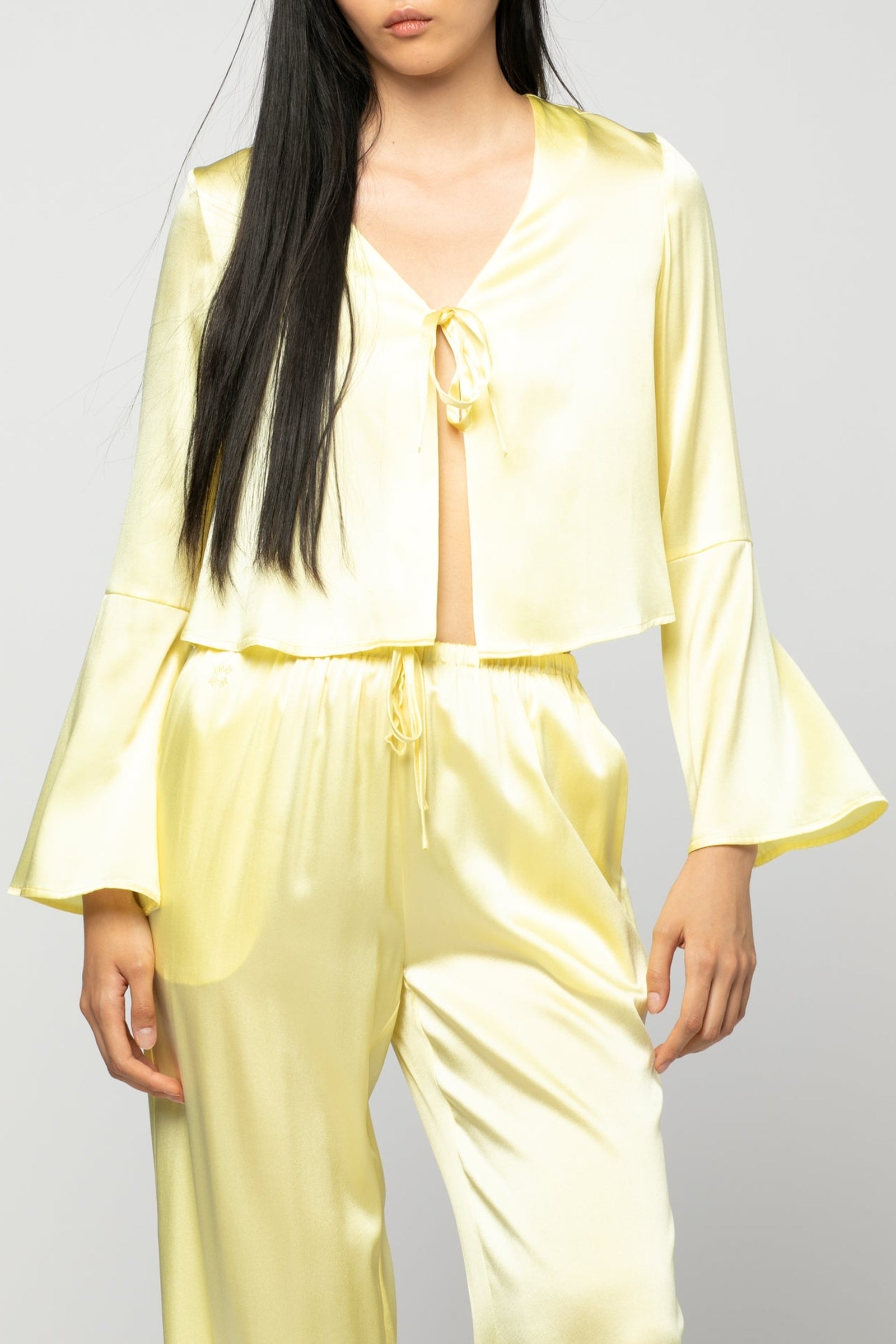 Tizia top with silk tie detail - Lemonade