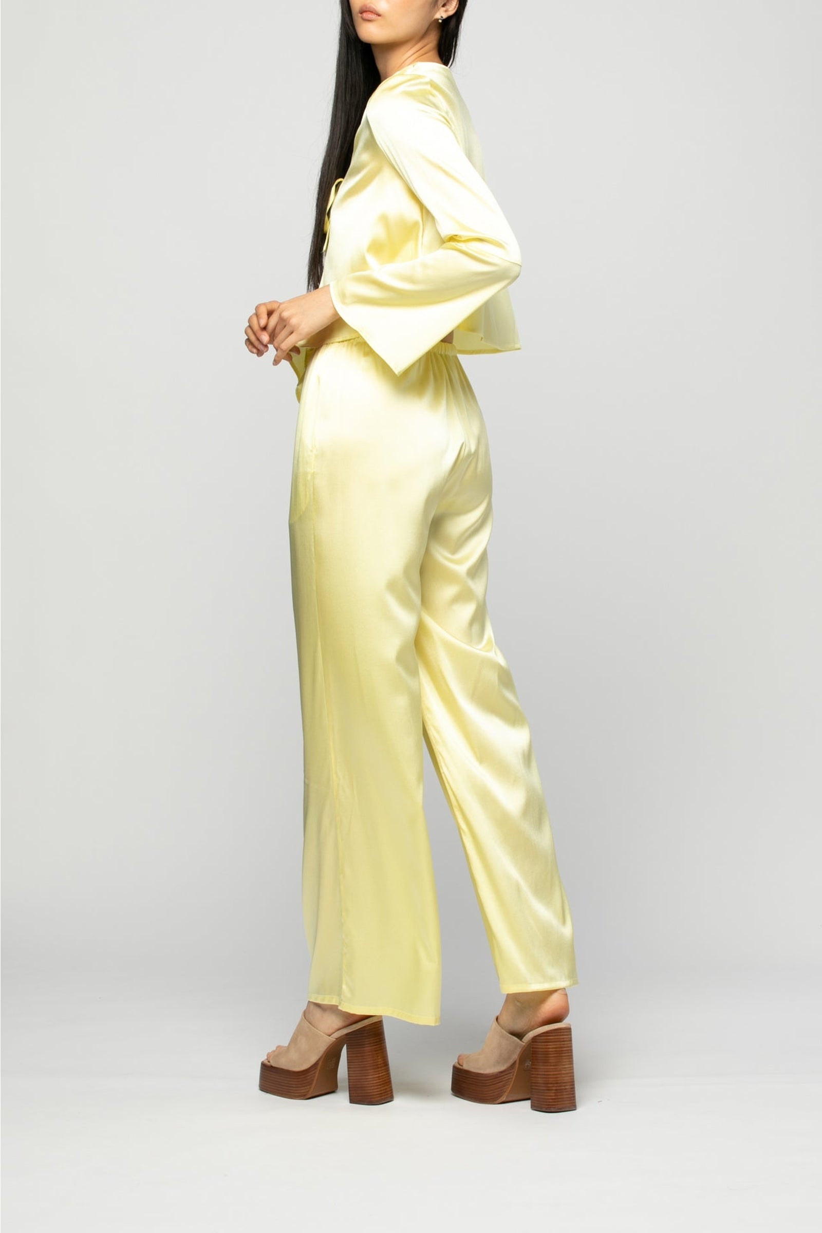 Tizia top with silk tie detail - Lemonade