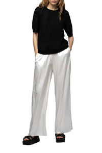 Tama knitted top with embroidered hearts - Black