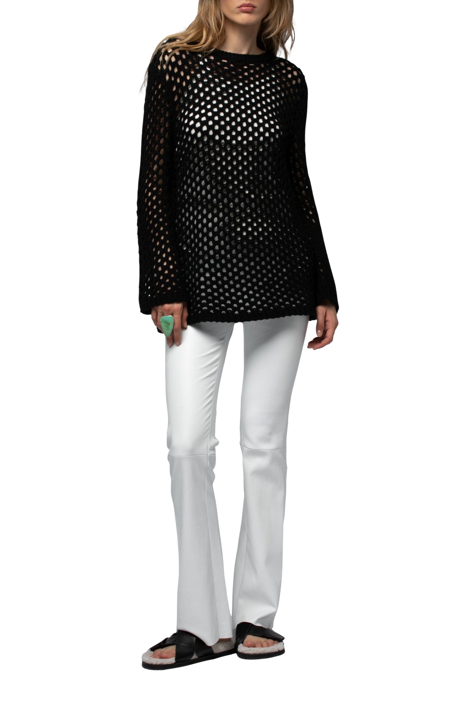 Perine openwork jumper - Black