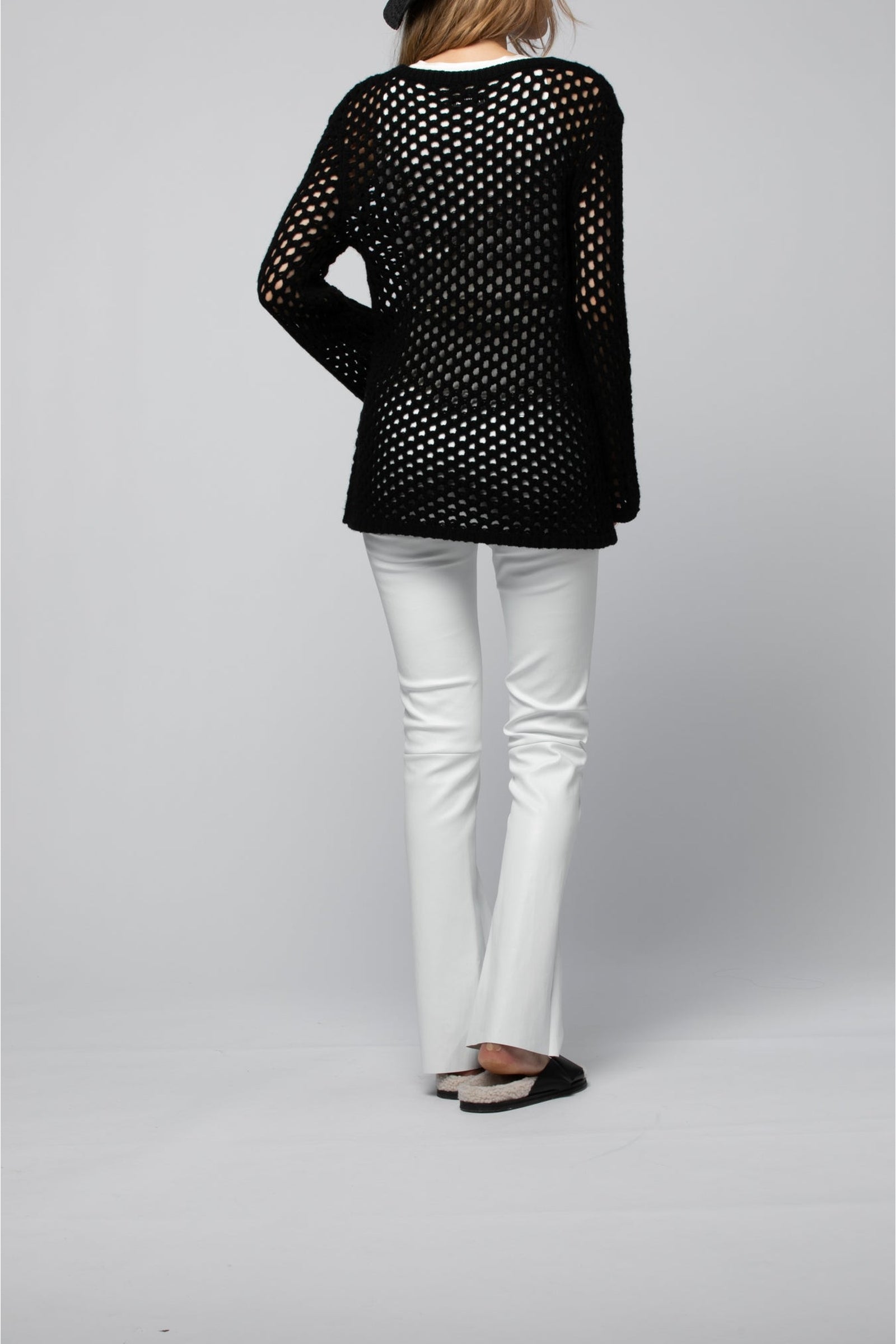 Perine openwork jumper - Black