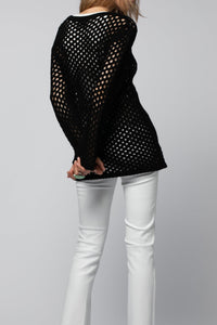 Perine openwork jumper - Black