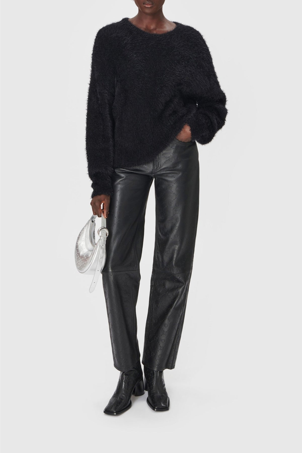 Pull ras du cou en maille - Black