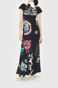 Robe longue graphique Upcyclée - Black