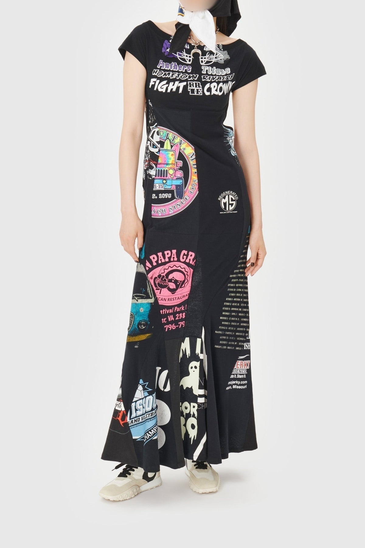 Robe longue graphique Upcyclée - Black
