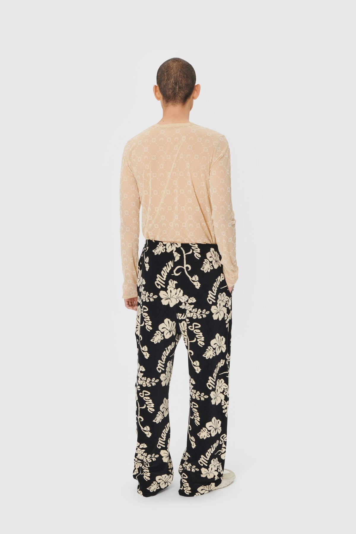 Pull ras du cou mesh block Moonogram - Light Beige