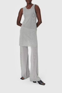 Pantalon flare en maille pointelle métallisée - Silver