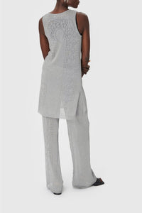 Pantalon flare en maille pointelle métallisée - Silver