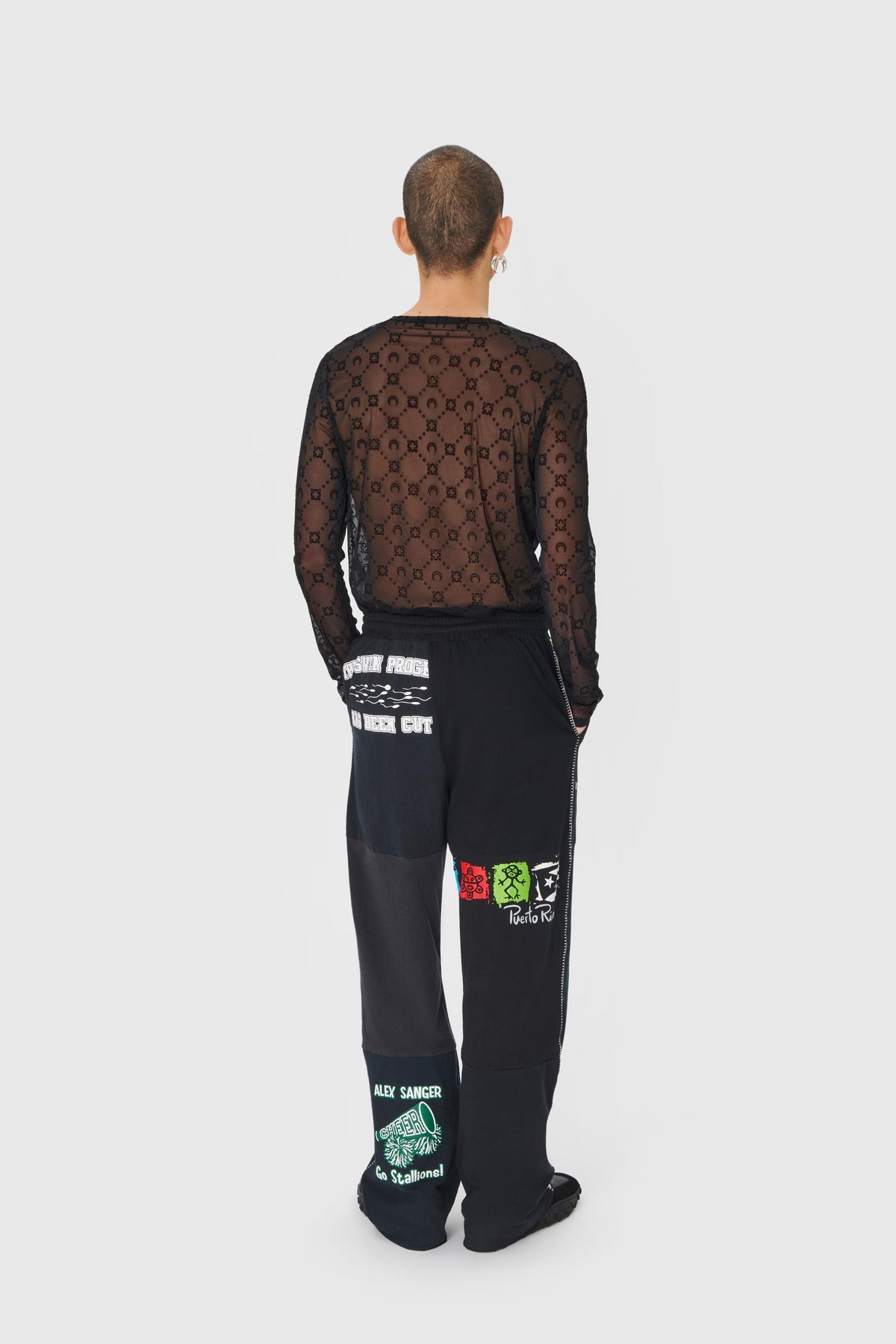 Pantalon fluide graphique Upcyclé unisex - Black
