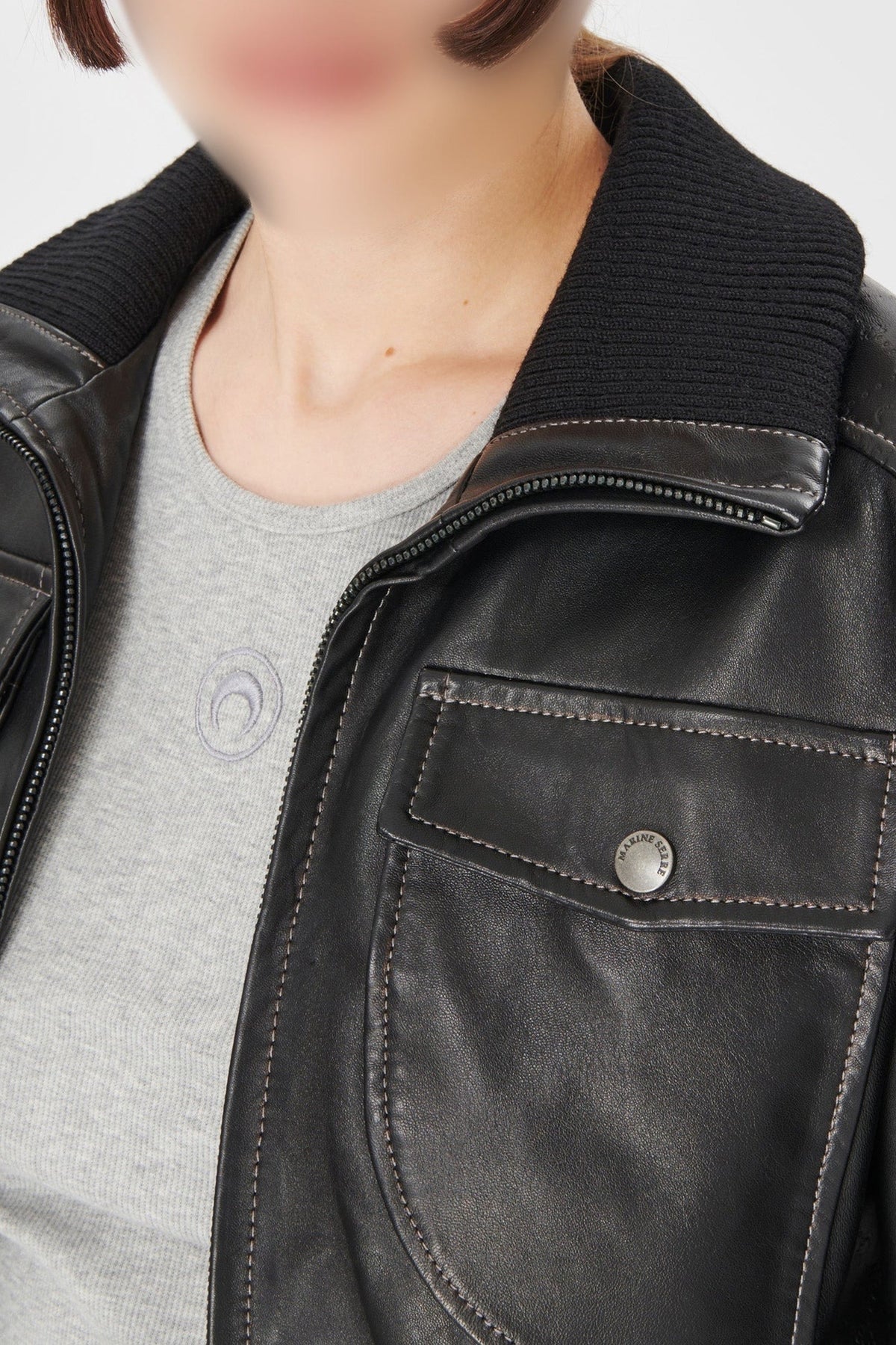 Blouson en cuir embossé - Black