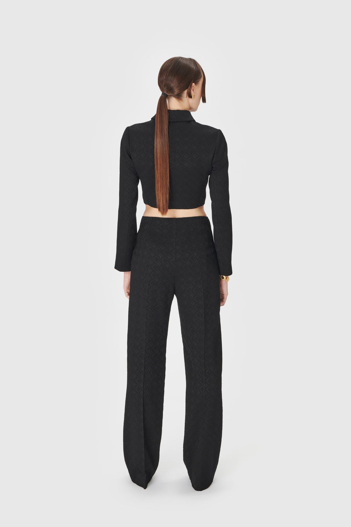 Pantalon tailleur en jacquard Moon Diamant - Black