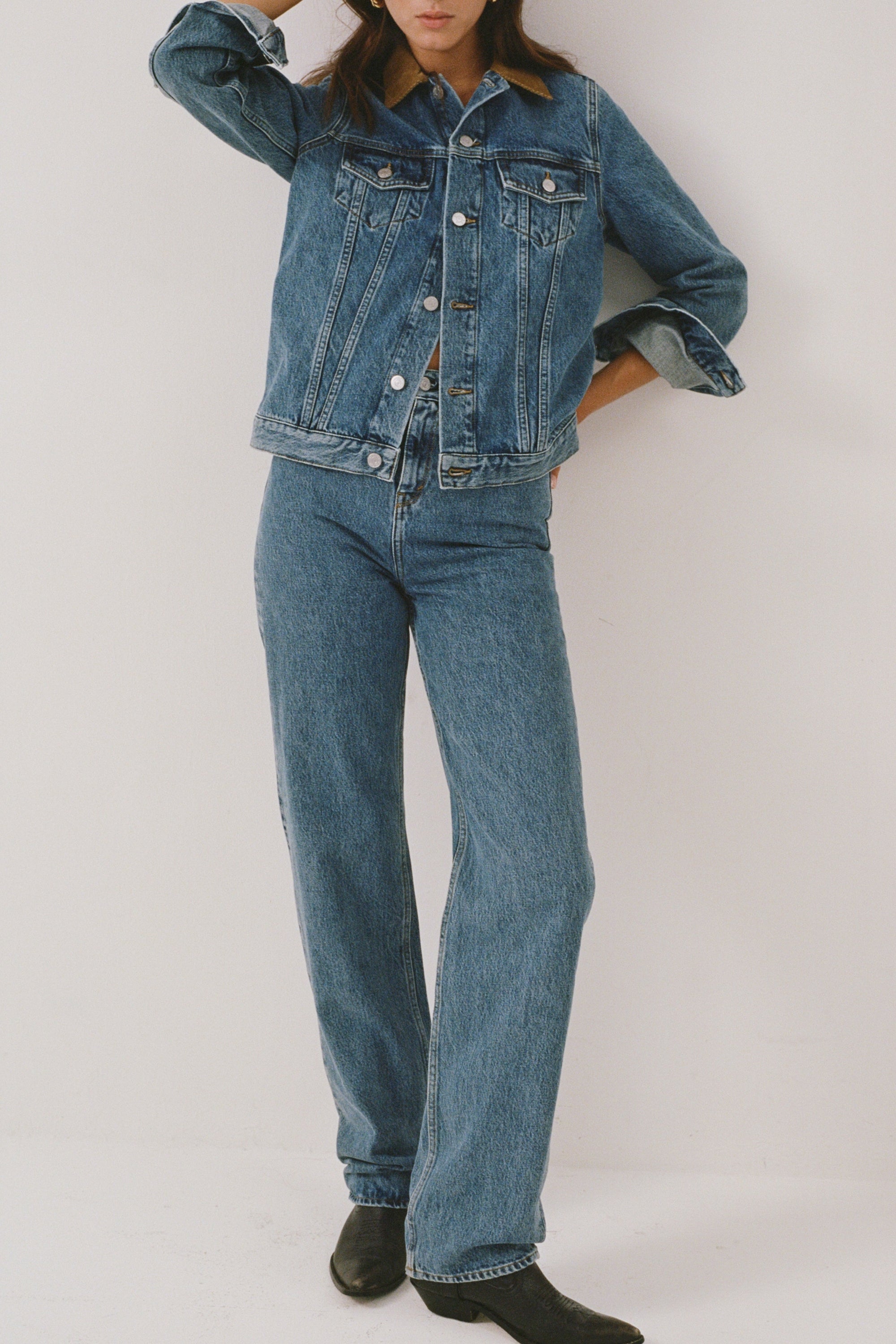 Pantalon large en denim - Medium Blue