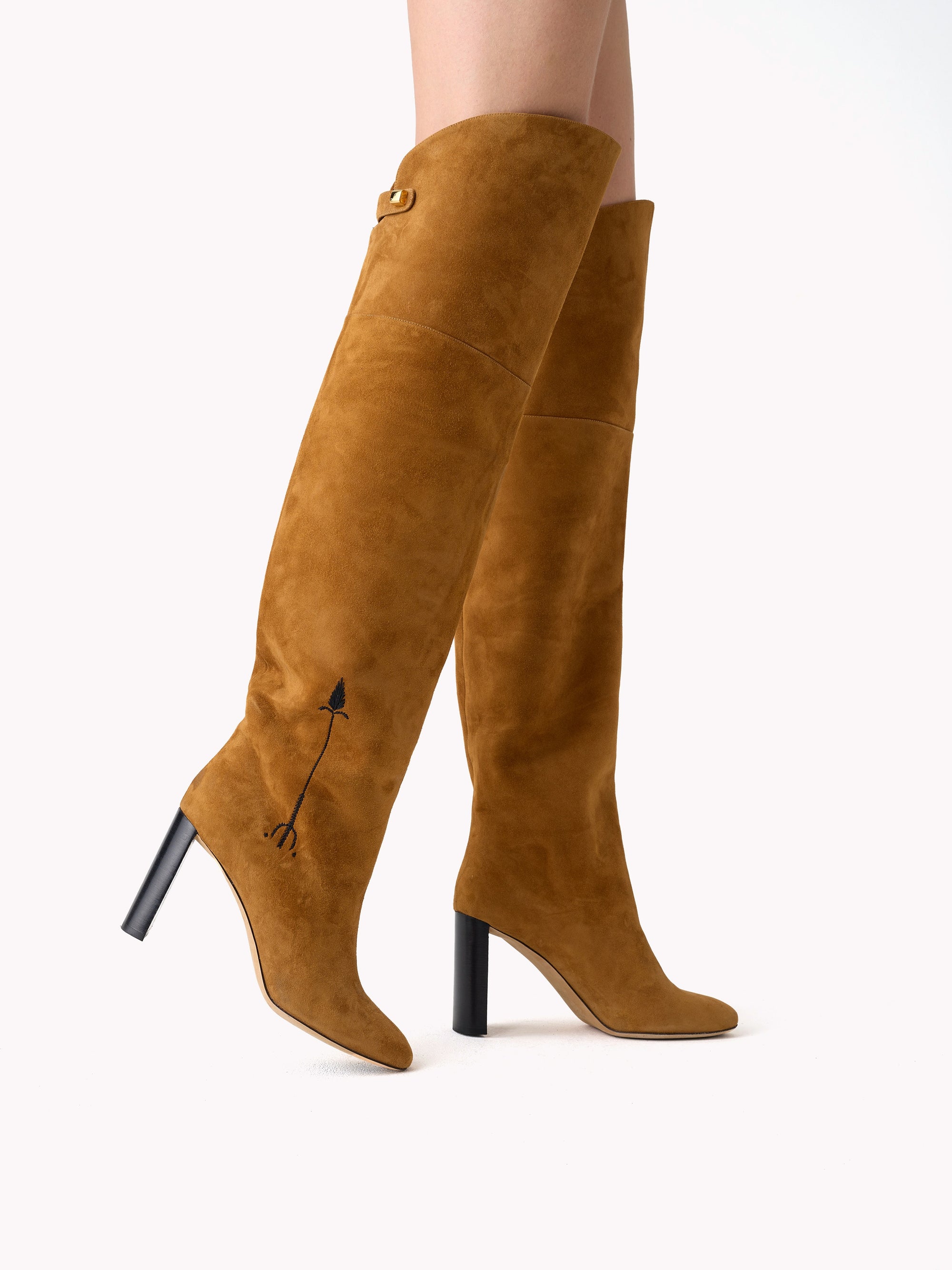 3qty NEW / Cuissardes Marylin Malaga 90 en cuir suédé - Brown