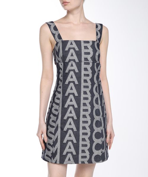 Robe courte Monogram en denim - Denim Blue