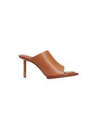 Mules Rond Carré en cuir - Light Brown