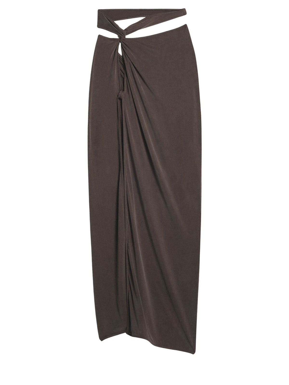 Jupe Espelho midi asymétrique - Brown