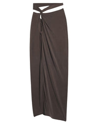 Jupe Espelho midi asymétrique - Brown