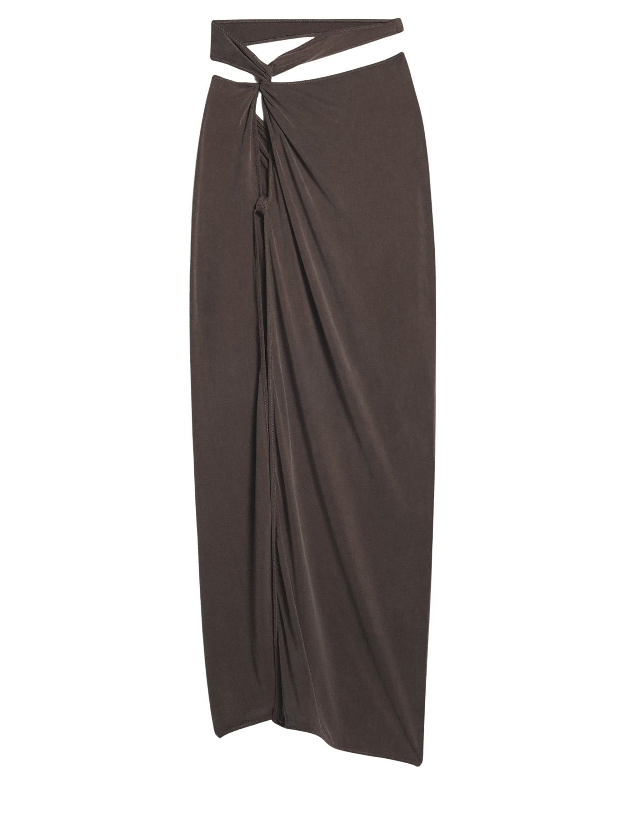 Jupe Espelho midi asymétrique - Brown