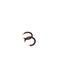 Boucles d'oreilles créoles en raphia - Brown