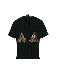 T-shirt en maille Bikini - Black