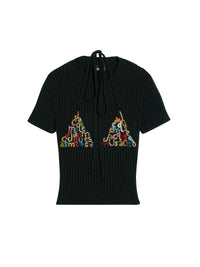 T-shirt en maille Bikini - Black
