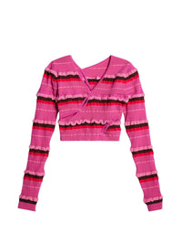 Cardigan Tordu croisé asymétrique  - Dark Pink
