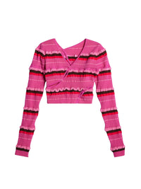 Cardigan Tordu croisé asymétrique - Dark Pink