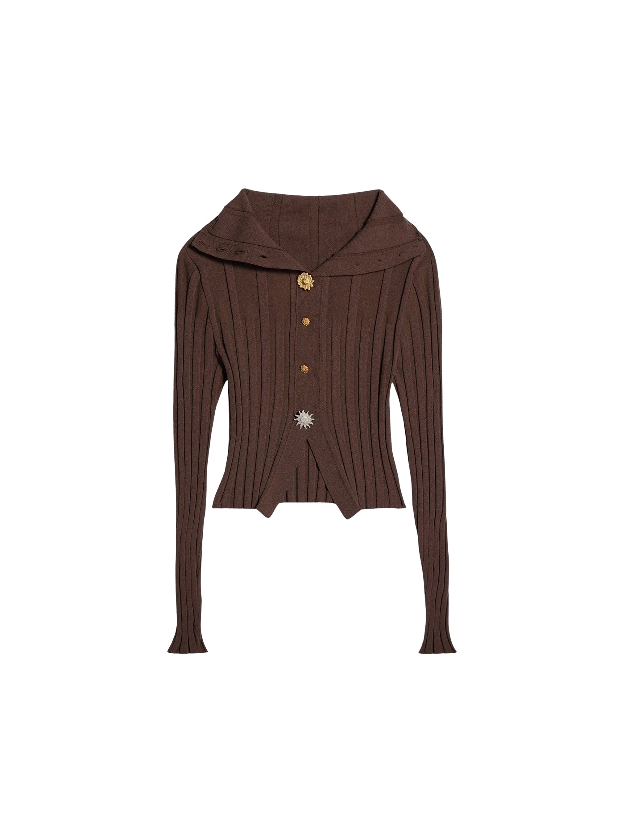 Cardigan Bando court à boutons bijoux - Dark Brown