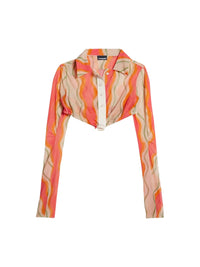90€ / 0 sold //3 QTY / ST0%   Chemise Abaca imprimée - Pink Waves Strippes