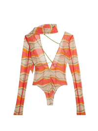 PRINT PINK WAVES STRIPPES LE BODY ABANABA
