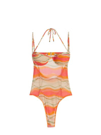 Body Ilha à bretelles et perles  - Print Pink Waves Strippes