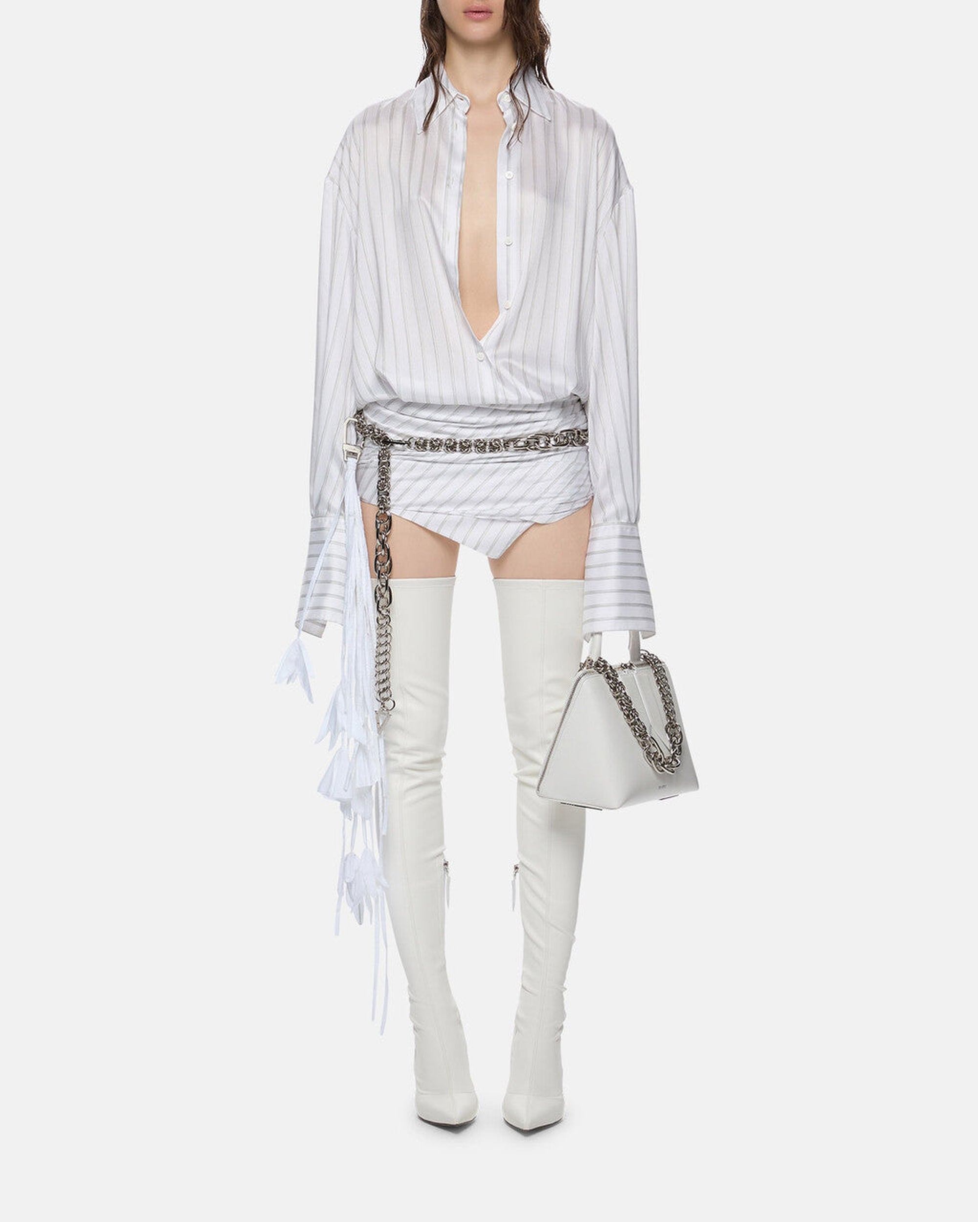 Mini robe chemise Hatty  - White & Black