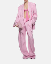 Blazer oversize Glen à bouton métallique - Sugar Pink