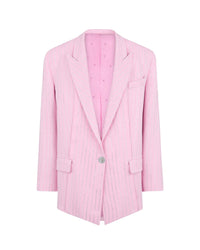 Blazer oversize Glen à bouton métallique - Sugar Pink