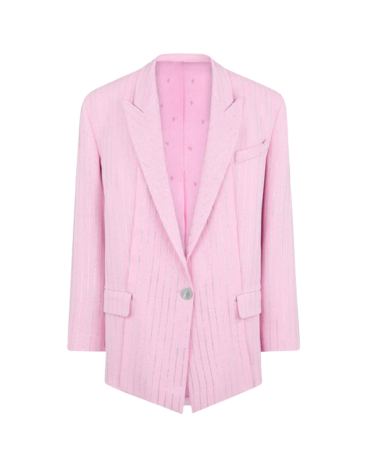 Blazer oversize Glen à bouton métallique - Sugar Pink