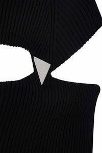 Robe midi sans manches en maille - Black