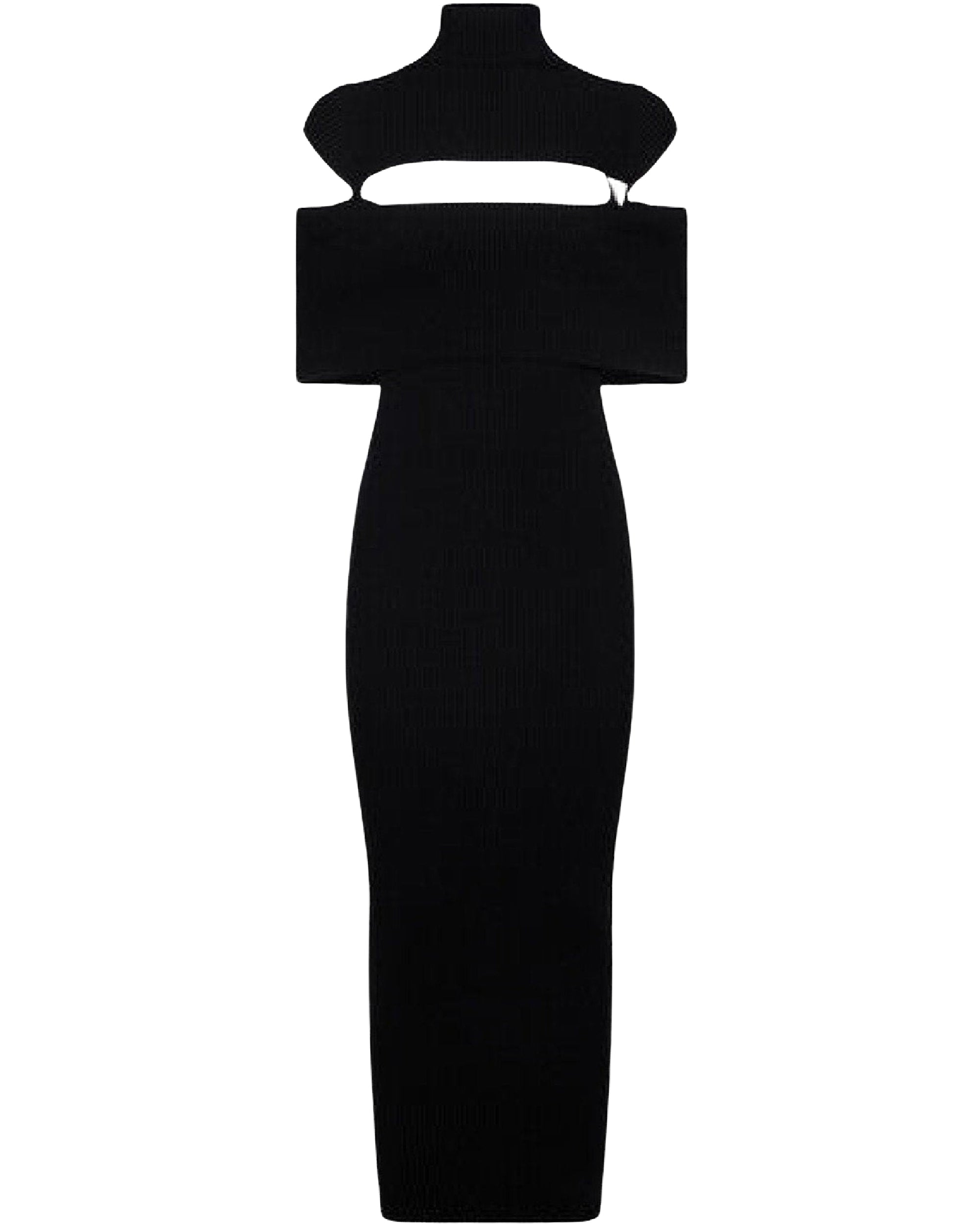 Robe midi sans manches en maille - Black
