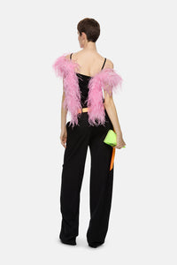 Débardeur extensible à plumes - Black & Pink