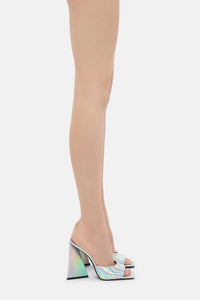 Mules Devon 115 en cuir holographique - Holographic Silver