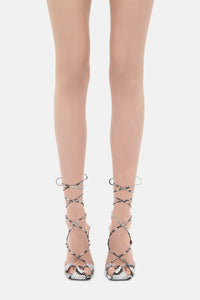 Adele lace-up pump 105mm - White/red