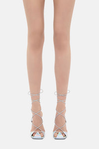 Adele lace-up pump 105mm - HOLOGRAPHIC SILVER
