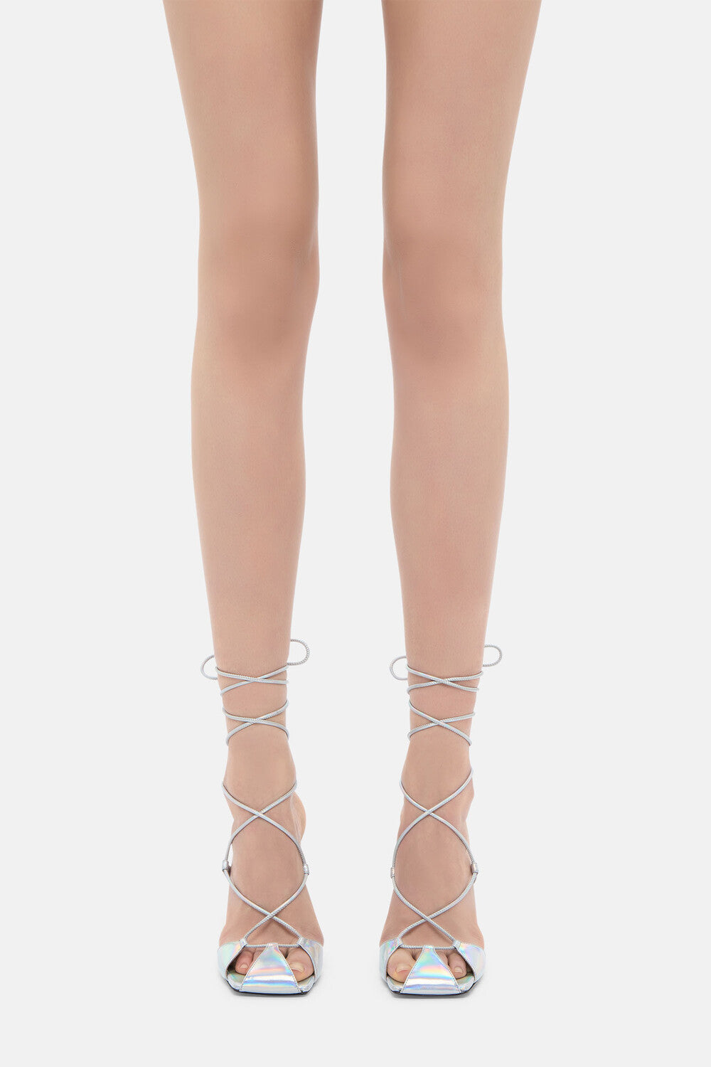 Adele lace-up pump 105mm - HOLOGRAPHIC SILVER