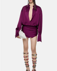 Mini robe Hatty en double satin - Burgundy