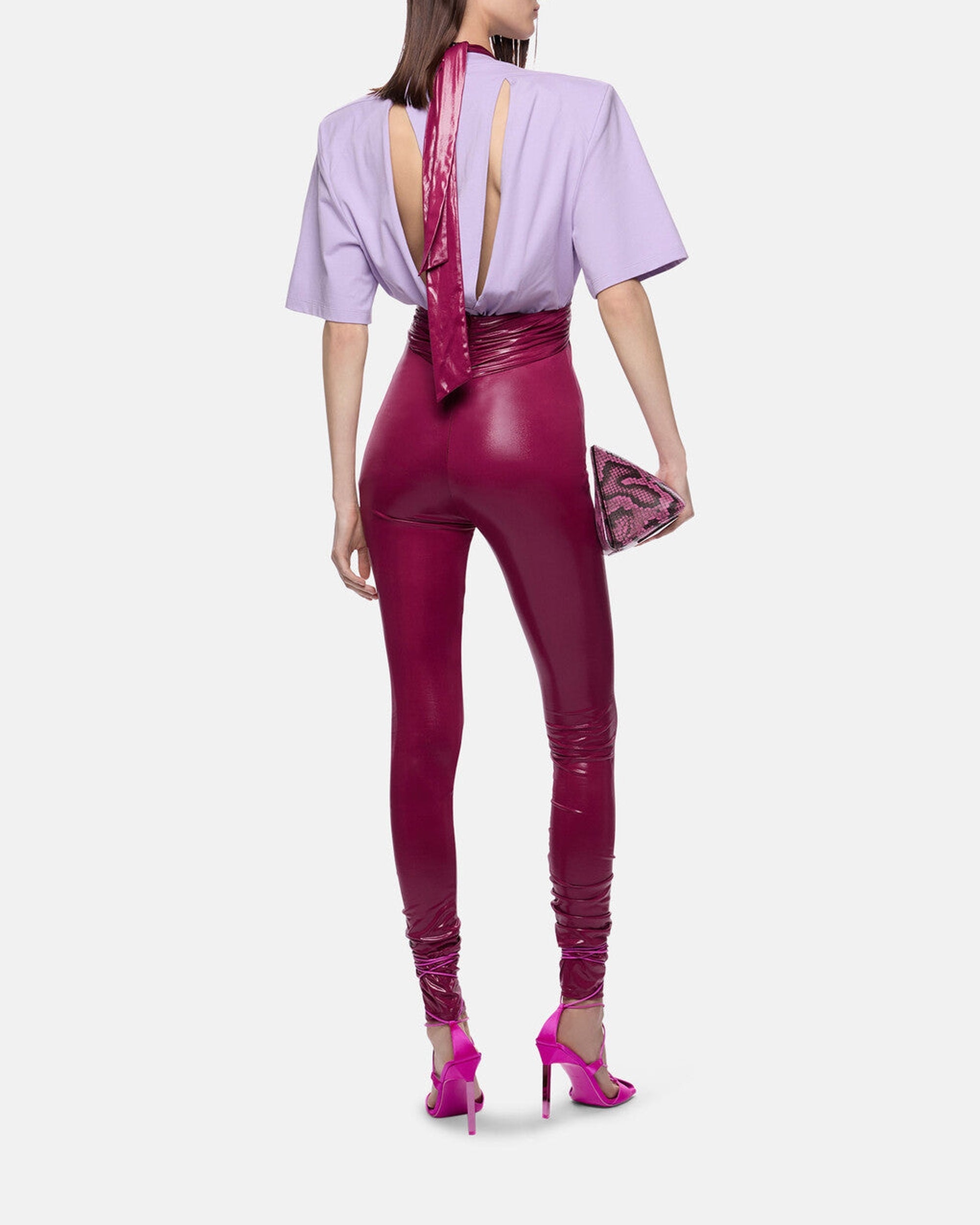 Leggings Ruby en jersey brillant - Wine Red