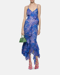 Robe longue Thelma en dentelle de coton - Violet & Dusty Blue