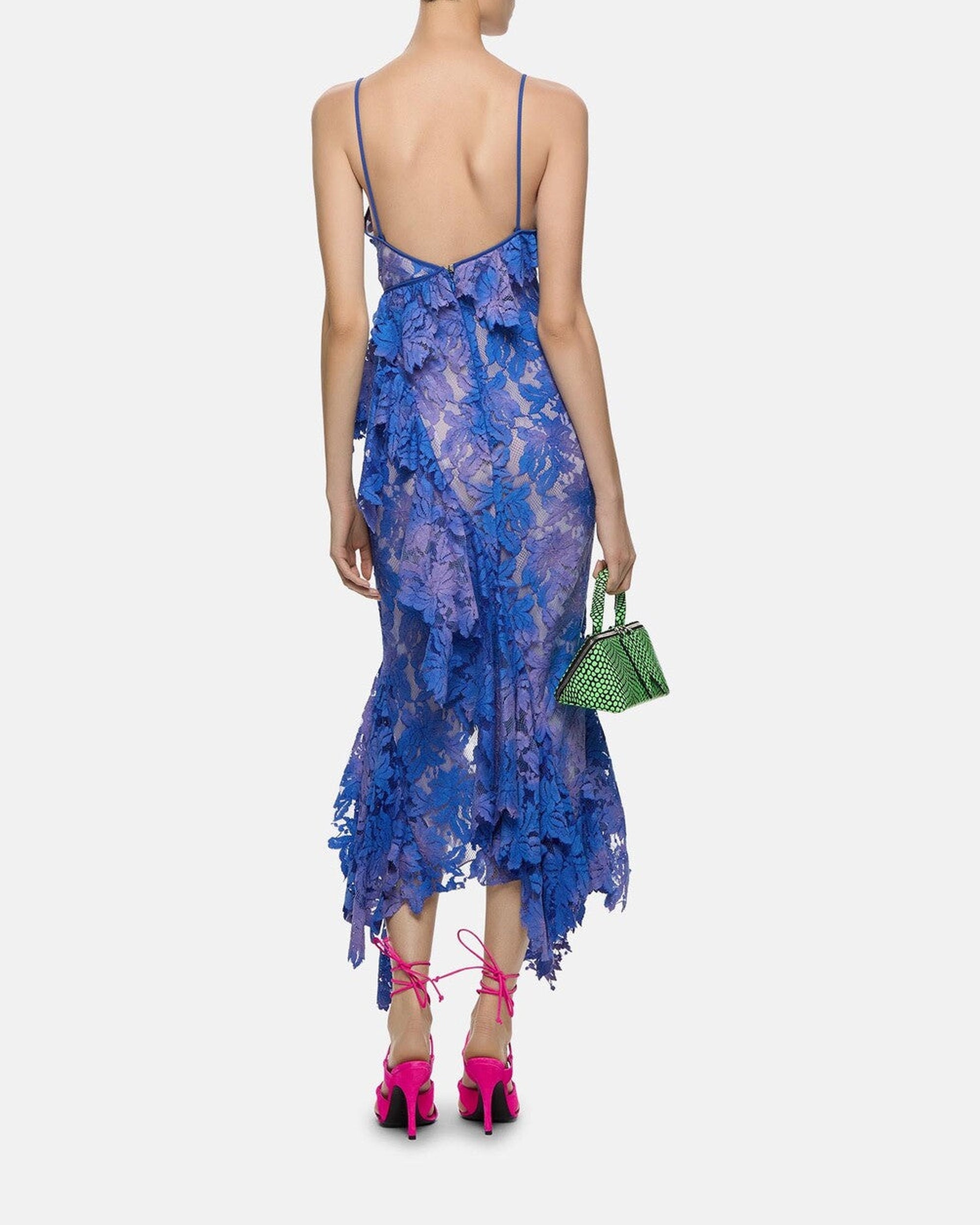 Robe longue Thelma en dentelle de coton - Violet & Dusty Blue