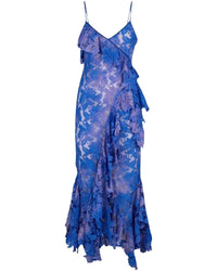 Robe longue Thelma en dentelle de coton - Violet & Dusty Blue