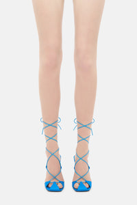 Adele lace-up pump 105mm - Turquoise/red