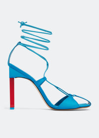 Adele lace-up pump 105mm - Turquoise/red